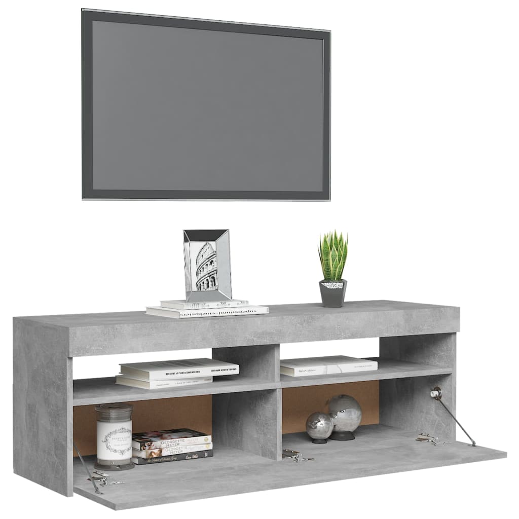 vidaXL TV skříňka s LED osvětlením betonově šedá 120 x 35 x 40 cm
