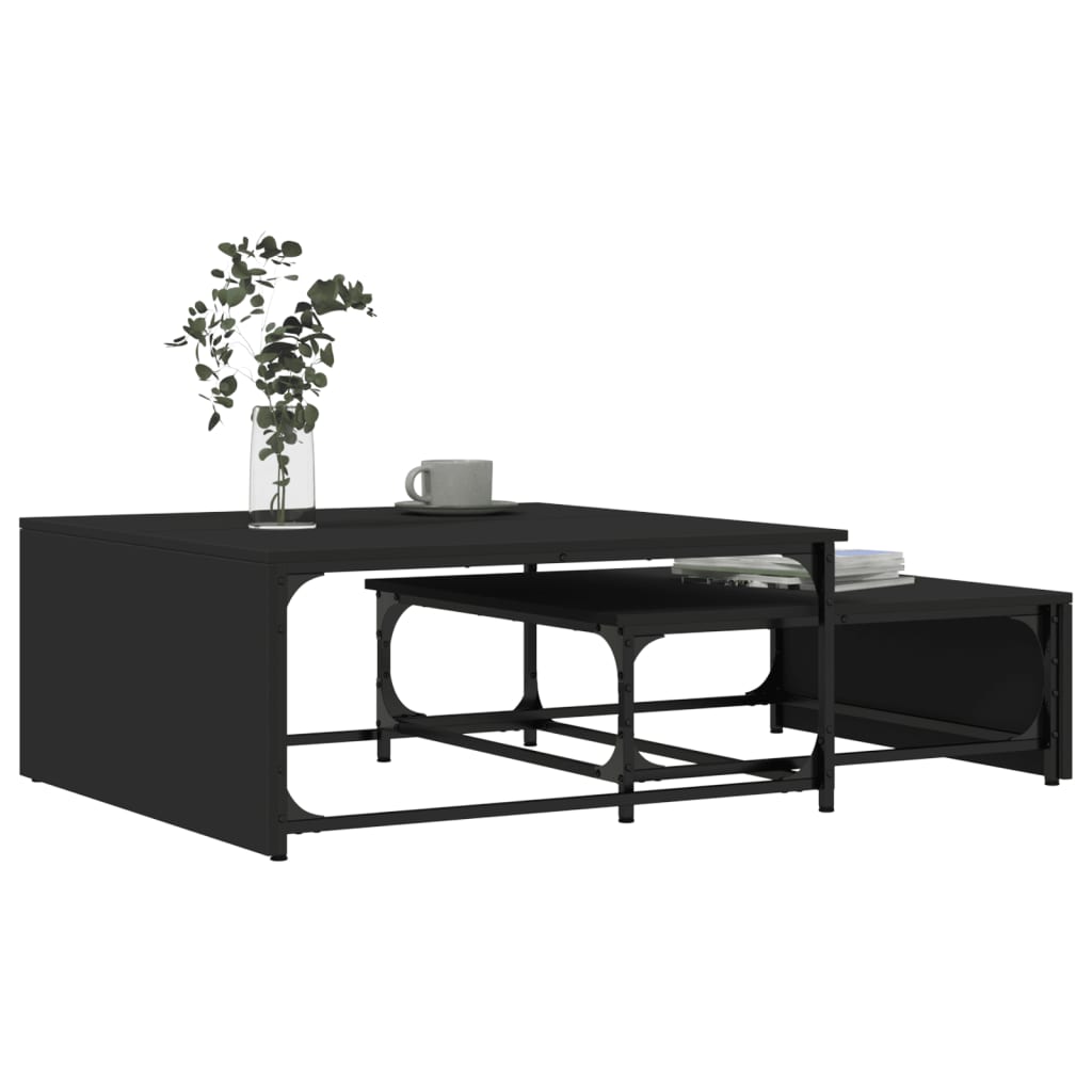 vidaXL Hnízdové konferenční stolky 2 ks černé kompozitní dřevo a kov
