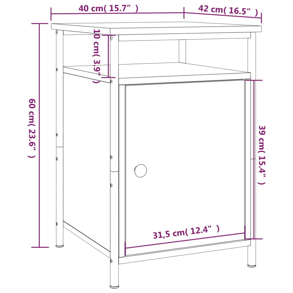 vidaXL Noční stolek šedý sonoma 40 x 42 x 60 cm kompozitní dřevo