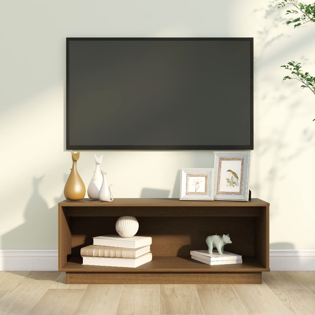 vidaXL TV skříňka medově hnědá 90 x 35 x 35 cm masivní borové dřevo