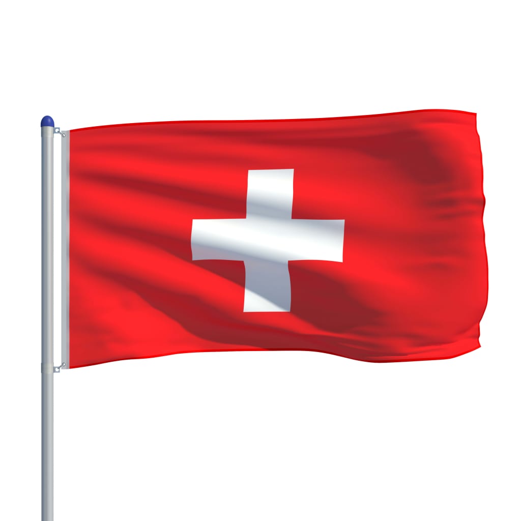 vidaXL Švýcarská vlajka a stožár hliník 6 m