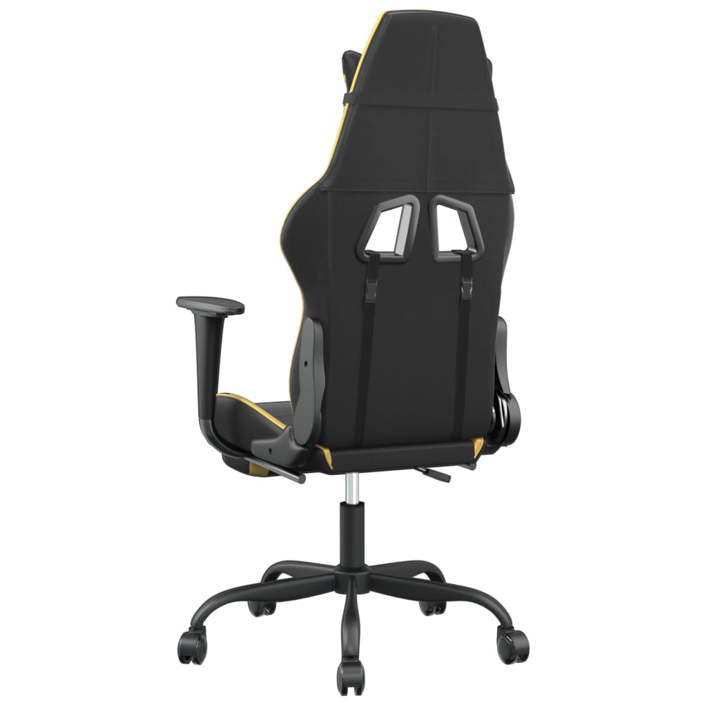 vidaXL Masážní herní židle s podnožkou černá a zlatá umělá kůže
