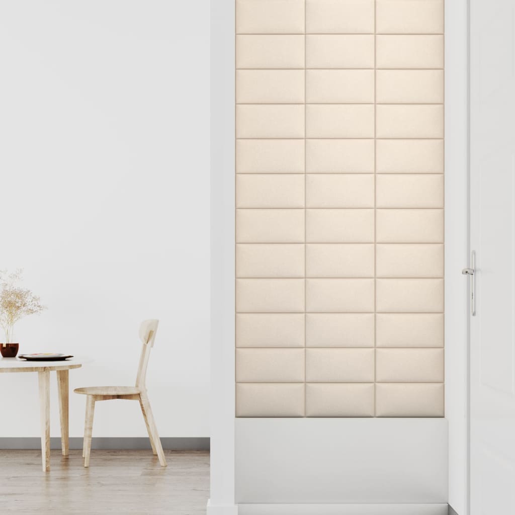 vidaXL Nástěnné panely 12 ks krémové 30 x 15 cm samet 0,54 m²