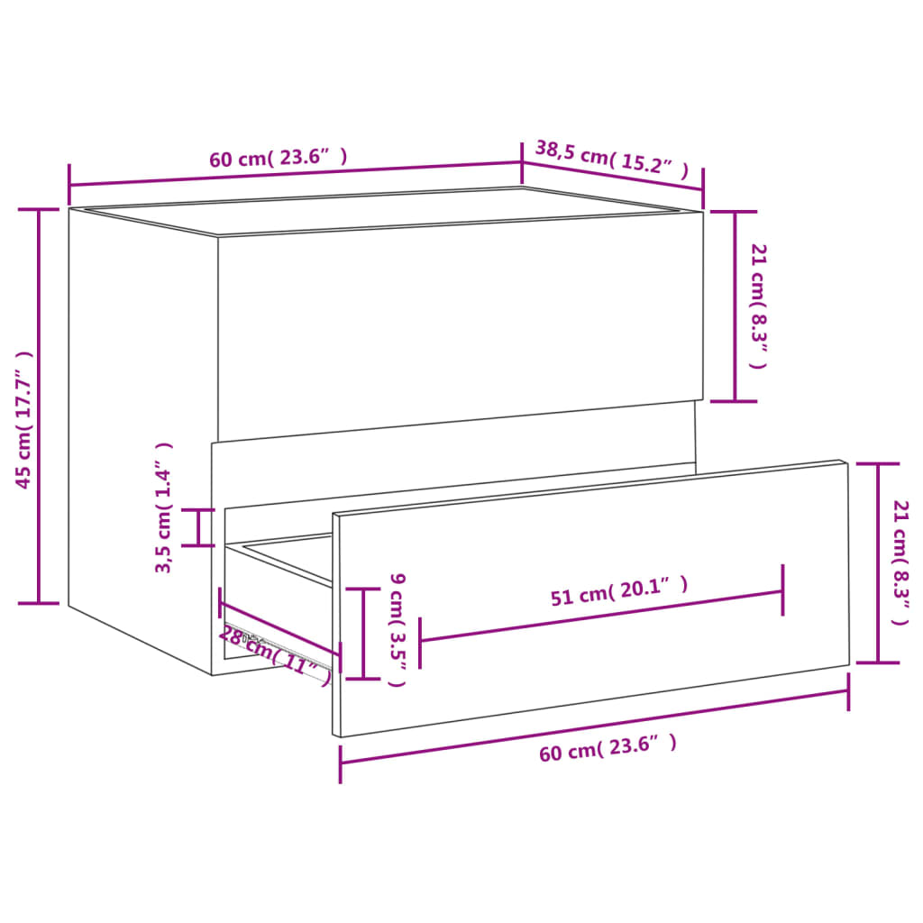 vidaXL Skříňka pod umyvadlo černá vysoký lesk 60x38,5x45cm dřevotříska