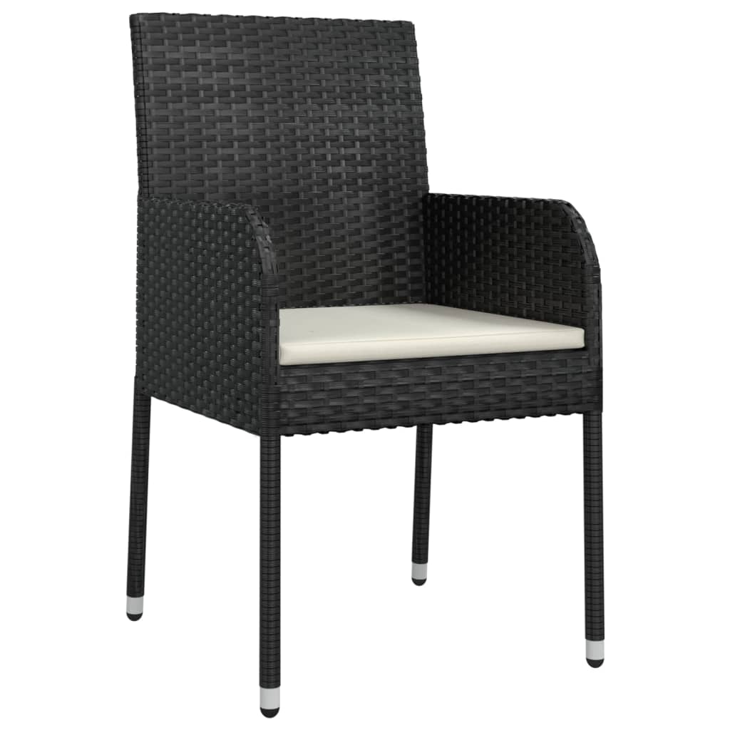 vidaXL Zahradní židle s poduškami 4 ks polyratan černé