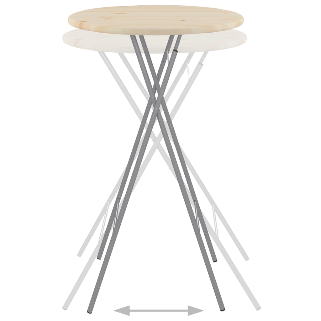 vidaXL Skládací barový stolek 60 x 113 cm ocel a přírodní borové dřevo