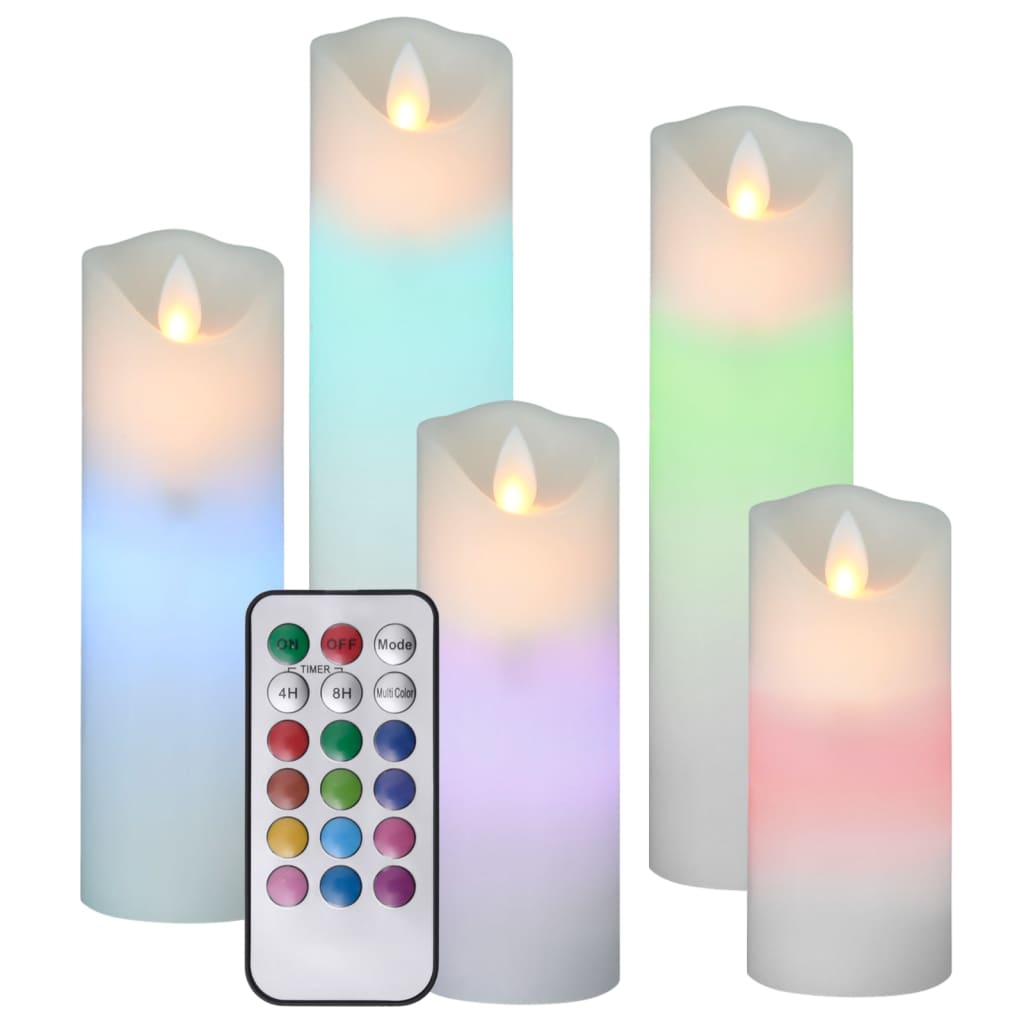 vidaXL 5dílná sada elektrickým LED svíček s ovladačem barevná