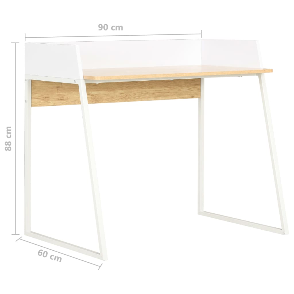 vidaXL Psací stůl bílý a dubový odstín 90 x 60 x 88 cm
