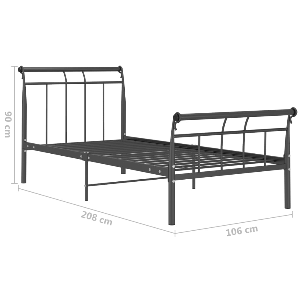 vidaXL Rám postele černý kovový 100 x 200 cm