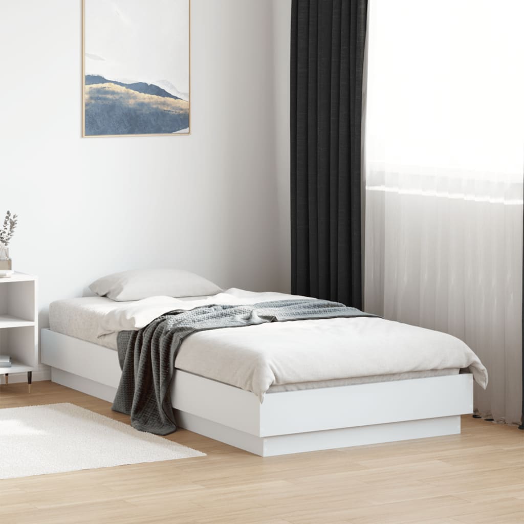 vidaXL Rám postele s LED osvětlením bílý 90 x 190 cm