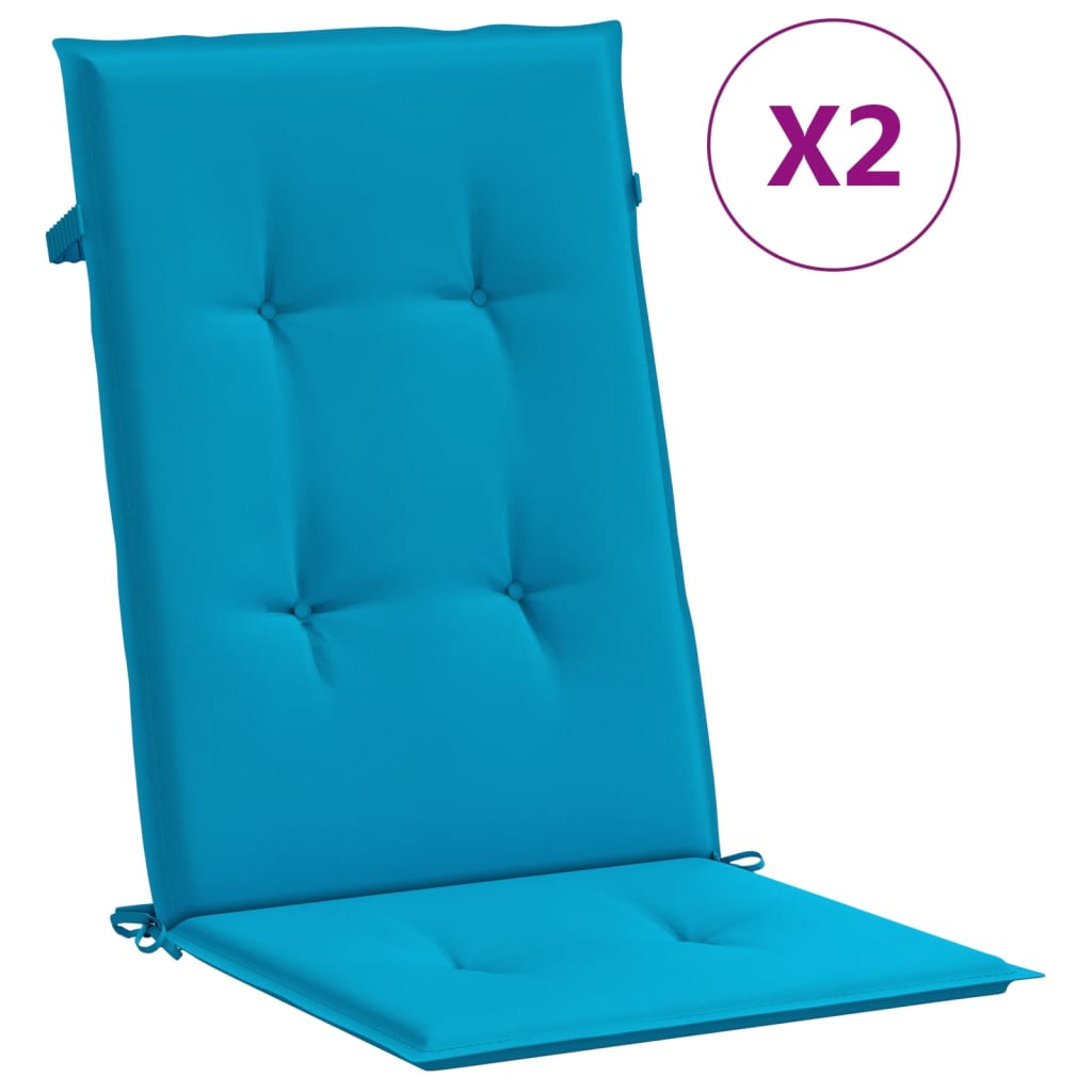 vidaXL Podušky na židli vysoké opěradlo 2 ks modré 120x50x3 cm textil