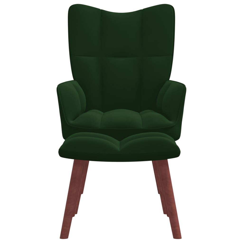 vidaXL Relaxační křeslo se stoličkou tmavě zelené samet