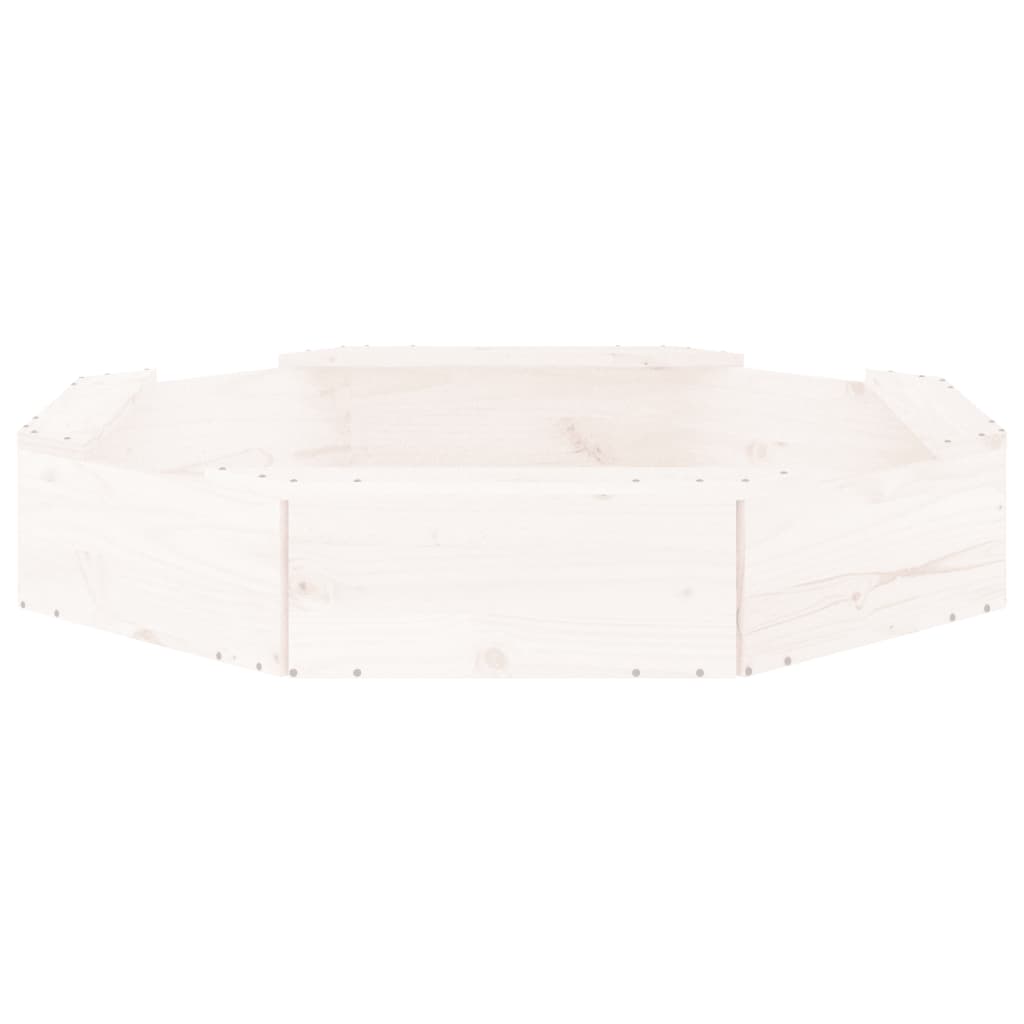 vidaXL Pískoviště se sedáky bílé osmiúhelník masivní borové dřevo