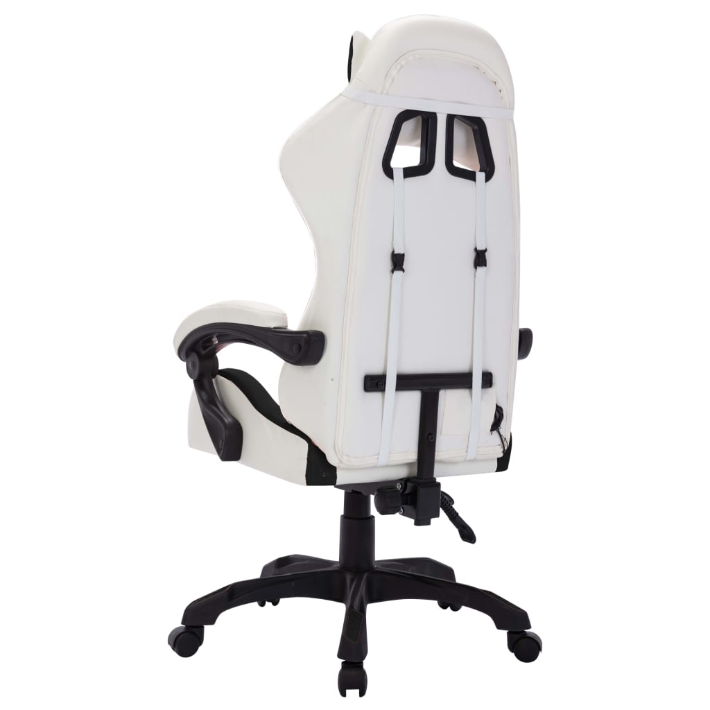 vidaXL Herní židle s RGB LED podsvícením bíločerná umělá kůže
