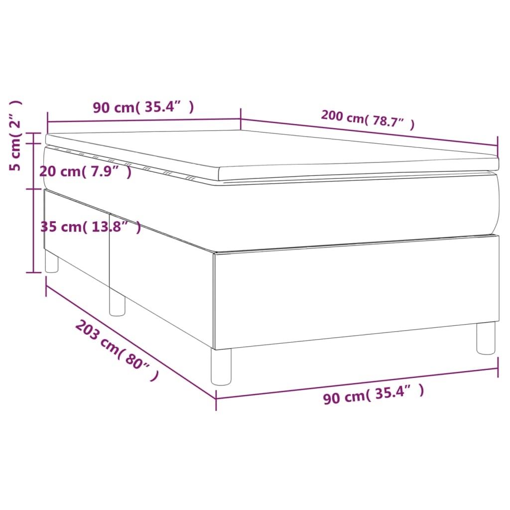 vidaXL Box spring postel s matrací tmavě šedá 90x200 cm samet