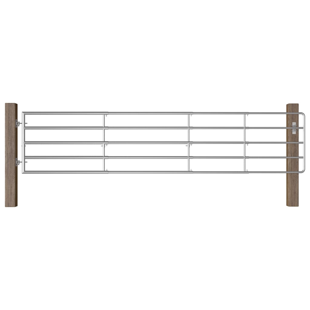 vidaXL Brána na pastvinu ocelová 5 tyčí (150–400) x 90 cm stříbrná