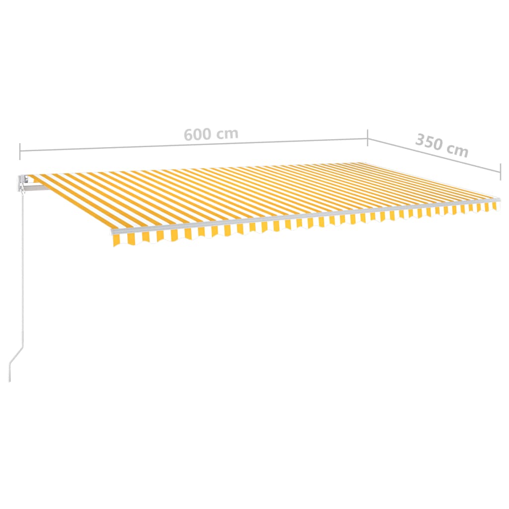 vidaXL Automatická zatahovací markýza se sloupky 6 x 3,5 m žlutobílá