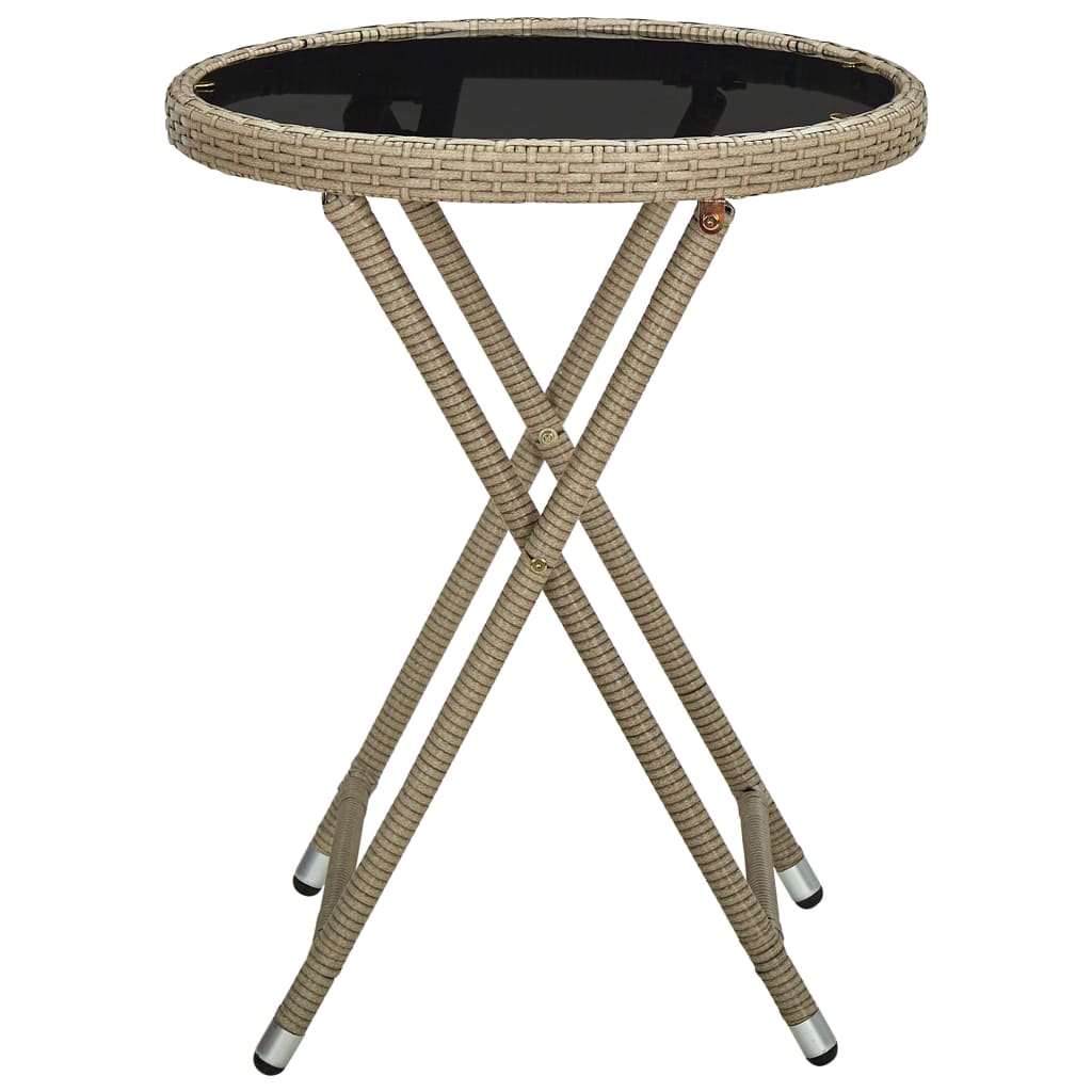 vidaXL Čajový stolek béžový 60 cm polyratan a tvrzené sklo