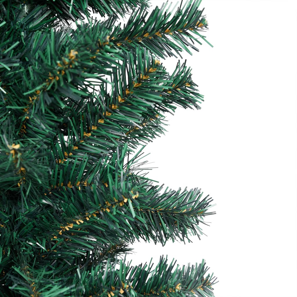 vidaXL Úzký umělý vánoční stromek s LED a stojanem zelený 150 cm PVC