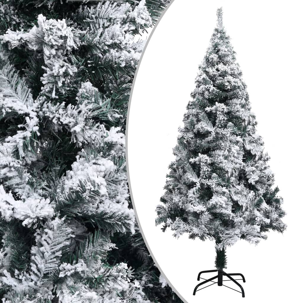 vidaXL Umělý vánoční stromek s LED osvětlením zasněžený zelený 180 cm