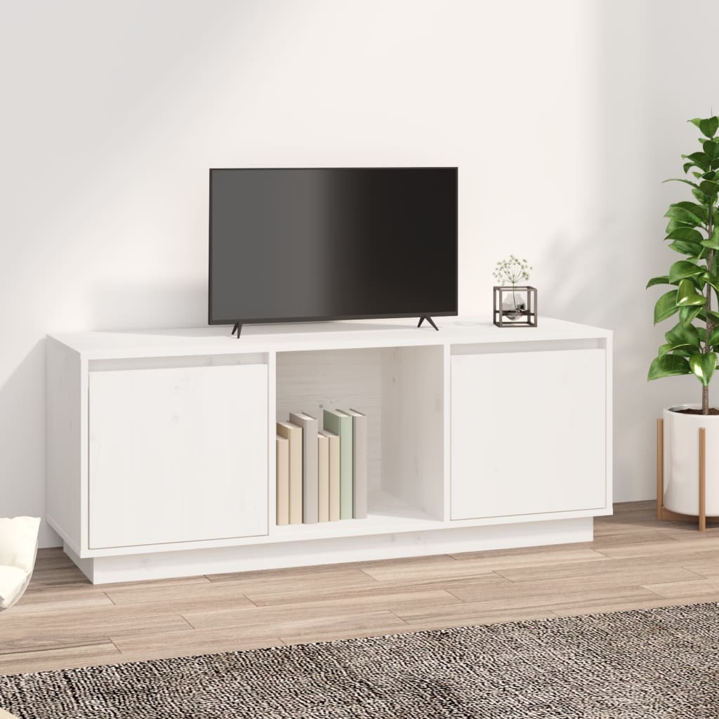 vidaXL TV skříňka bílá 110,5 x 35 x 44 cm masivní borové dřevo