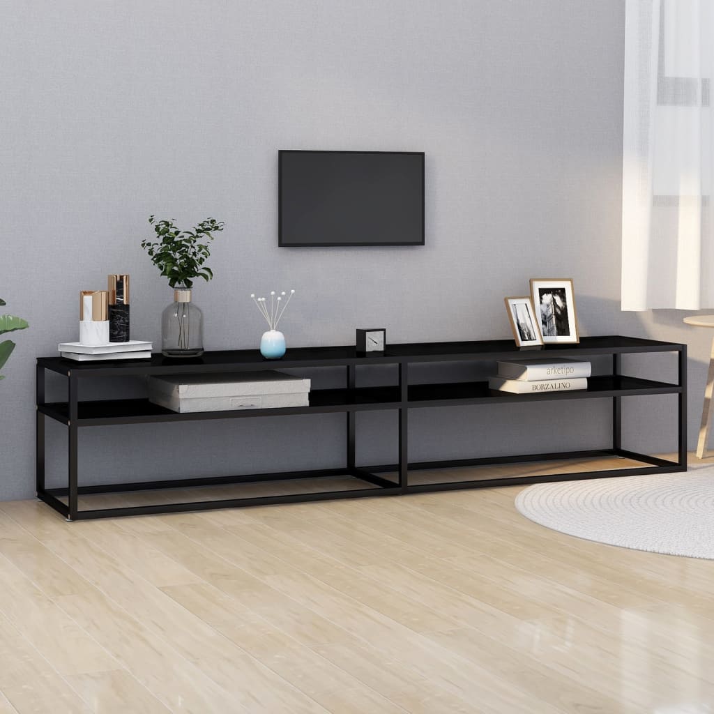vidaXL TV stolek černý 200 x 40 x 40,5 cm tvrzené sklo