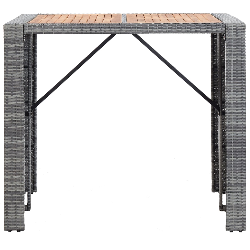 vidaXL 5dílný zahradní barový set polyratan a akáciové dřevo šedý