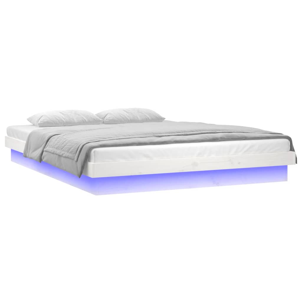 vidaXL Rám postele s LED světlem bílý 140 x 200 cm masivní dřevo