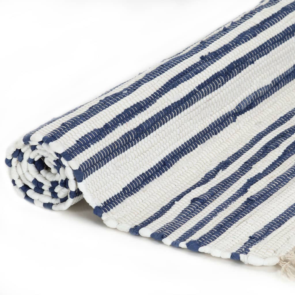 vidaXL Ručně tkaný koberec Chindi bavlna 200 x 290 cm modro-bílý