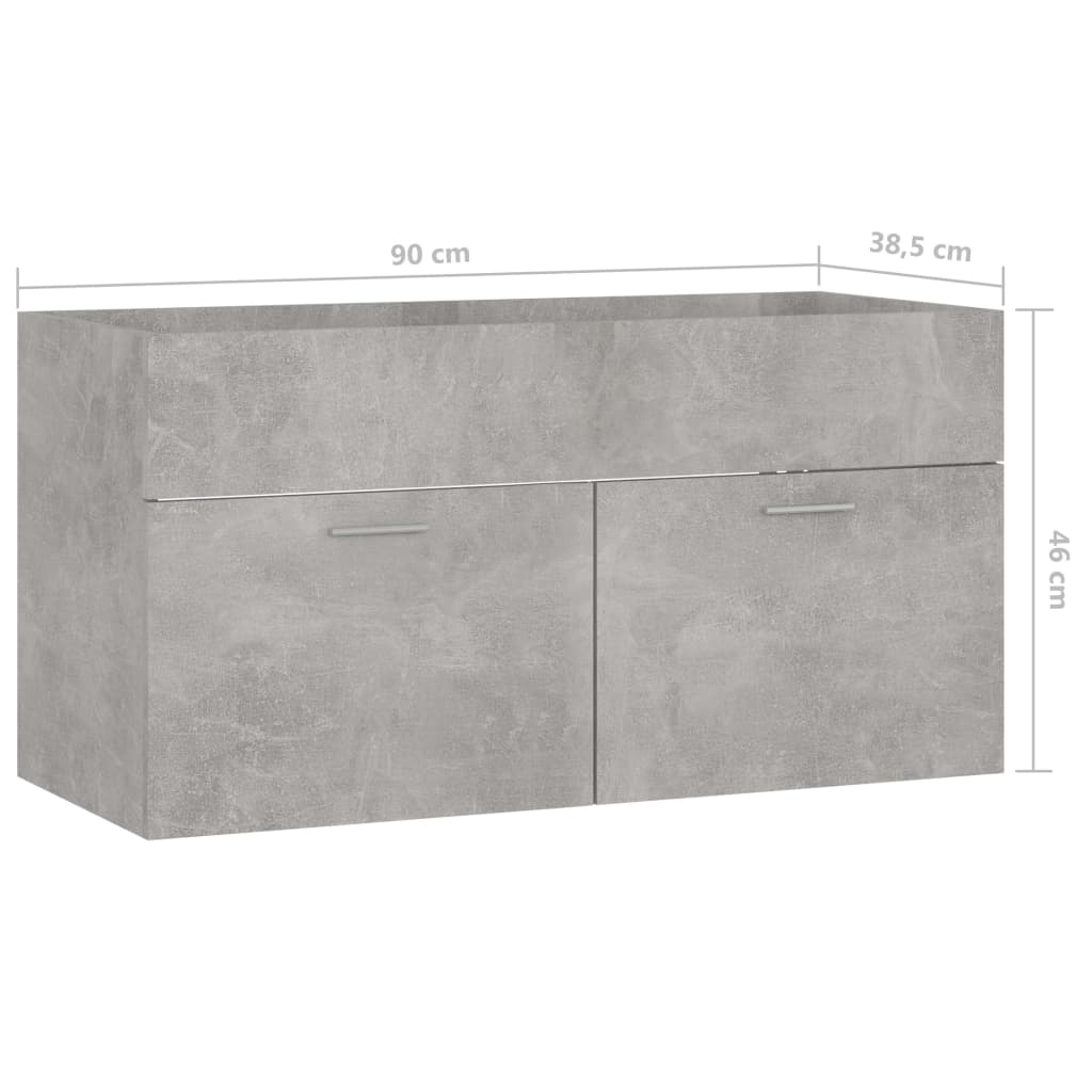 vidaXL Skříňka pod umyvadlo betonově šedá 90x38,5x46 cm dřevotříska