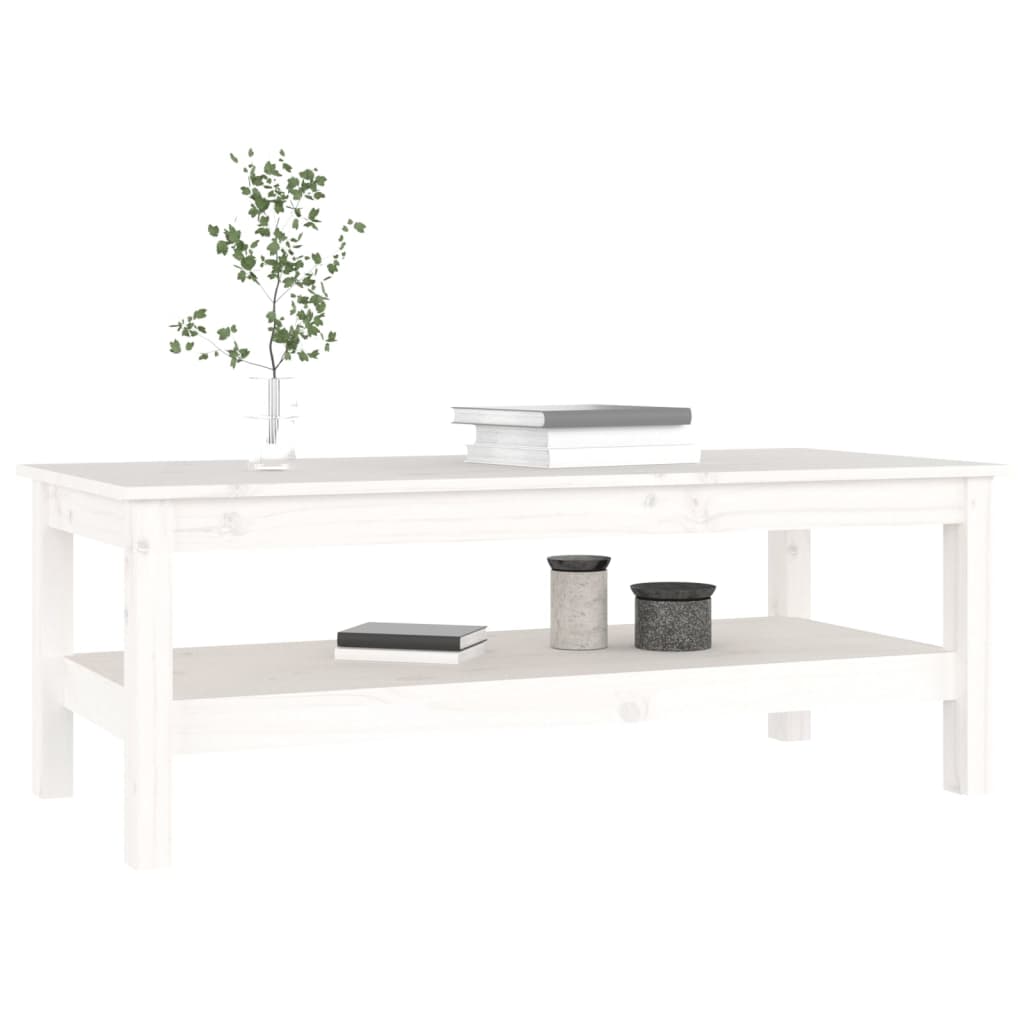 vidaXL Konferenční stolek bílý 110x50x40 cm masivní borové dřevo