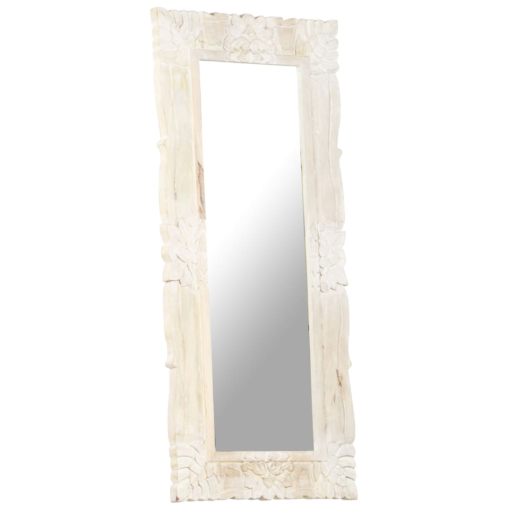 vidaXL Zrcadlo bílé 110 x 50 cm masivní mangovníkové dřevo