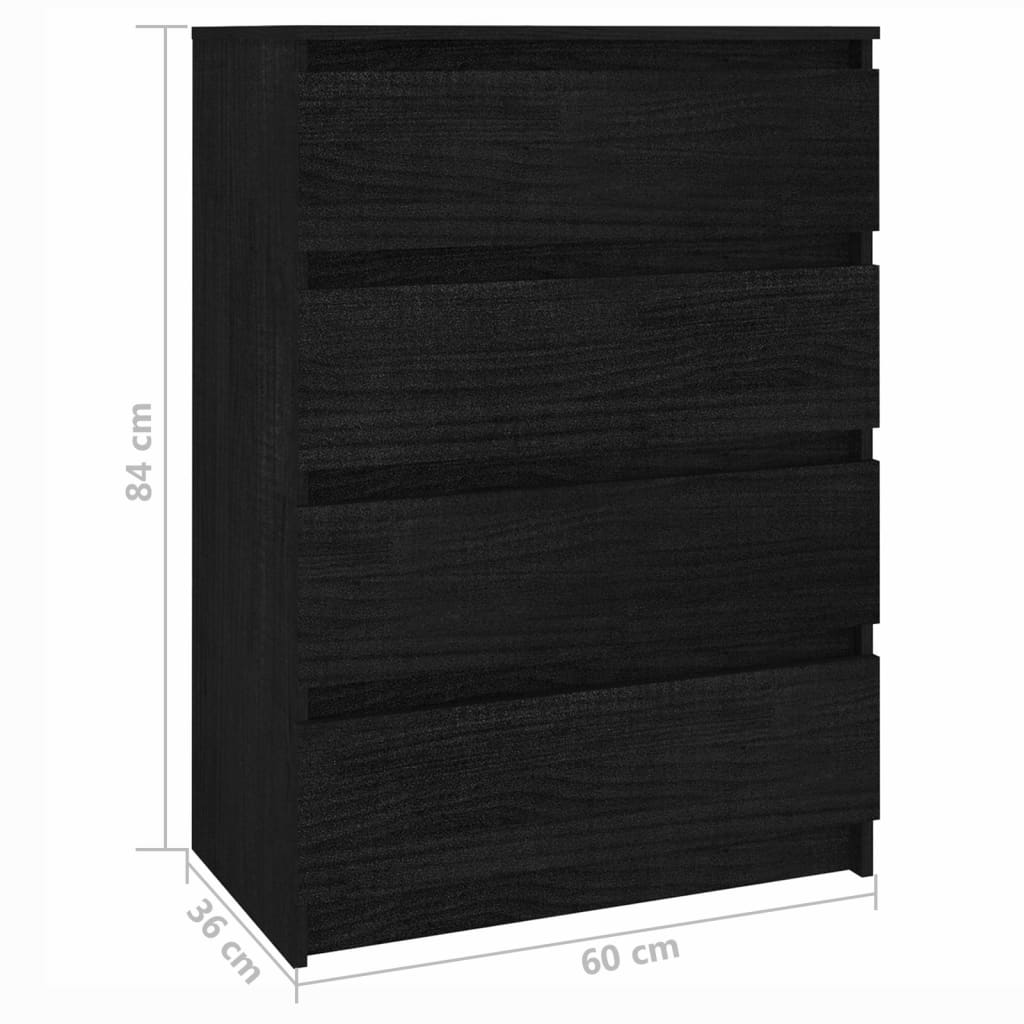 vidaXL Odkládací skříňka černá 60 x 36 x 84 cm masivní borové dřevo