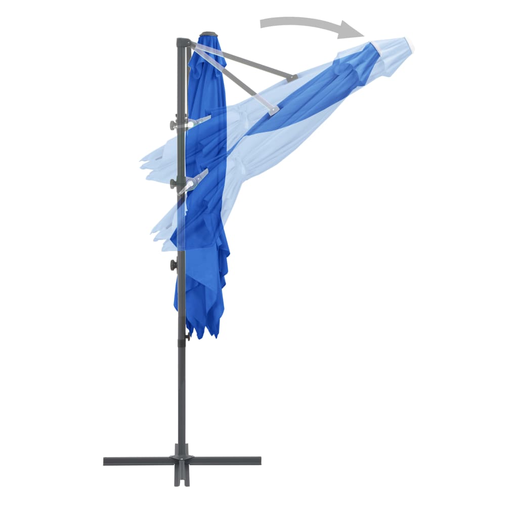 vidaXL Konzolový slunečník s ocelovou tyčí azurově modrý 250 x 250 cm