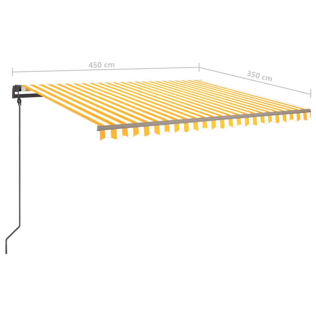 vidaXL Ručně zatahovací markýza s LED světlem 4,5 x 3,5 m žlutobílá