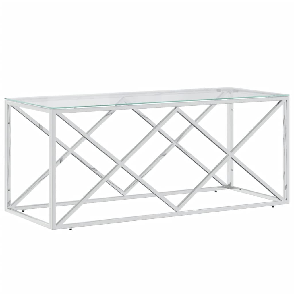 vidaXL Konferenční stolek 110 x 45 x 45 cm nerezová ocel a sklo