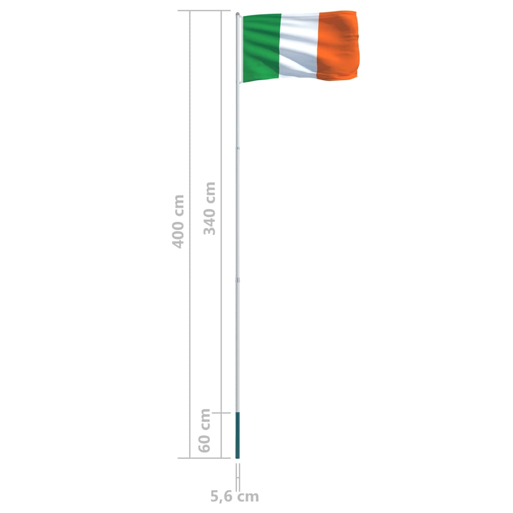 vidaXL Irská vlajka a stožár hliník 4 m