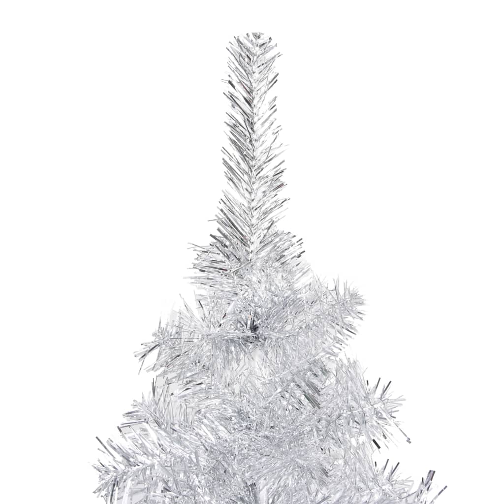 vidaXL Vánoční stromek s LED osvětlením a stojanem stříbrný 150 cm PET