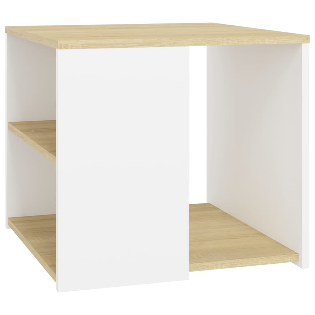 vidaXL Odkládací stolek dub sonoma a bílý 50 x 50 x 45 cm dřevotříska