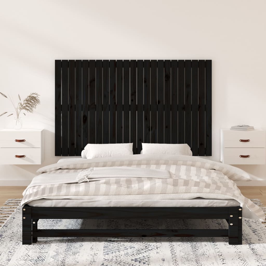 vidaXL Nástěnné čelo postele černé 147x3x90 cm masivní borové dřevo