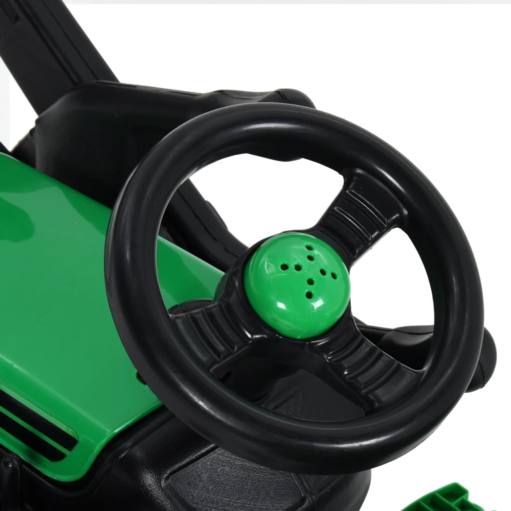 vidaXL Dětský šlapací traktor s přívěsem a nakladačem zelený a černý