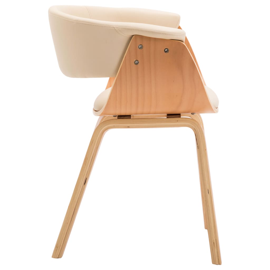 vidaXL Jídelní židle 4 ks krémové ohýbané dřevo a umělá kůže