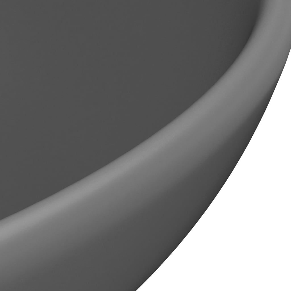 vidaXL Luxusní umyvadlo kulaté matné tmavě šedé 32,5x14 cm keramické