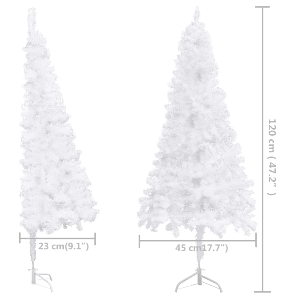 vidaXL Rohový umělý vánoční stromek s LED osvětlením bílý 120 cm PVC