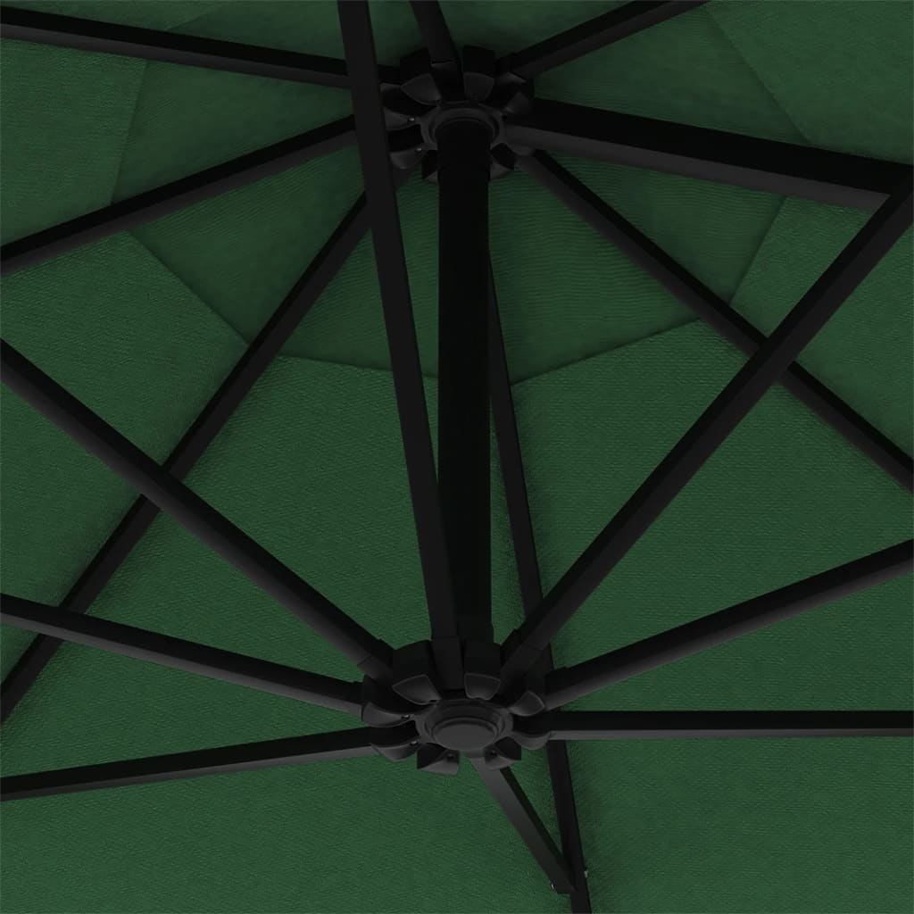 vidaXL Nástěnný slunečník s kovovou tyčí 300 cm zelený