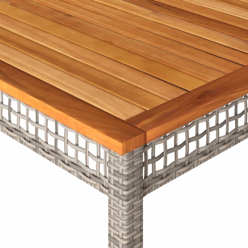 vidaXL Zahradní stůl šedý 180 x 90 x 75 cm polyratan akáciové dřevo