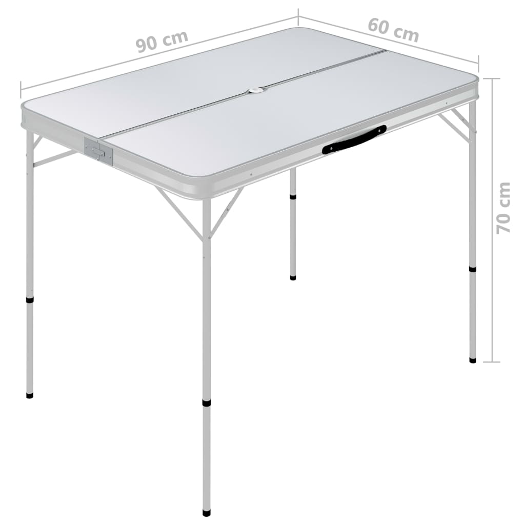 vidaXL Skládací kempingový stůl se 2 lavicemi hliník bílý