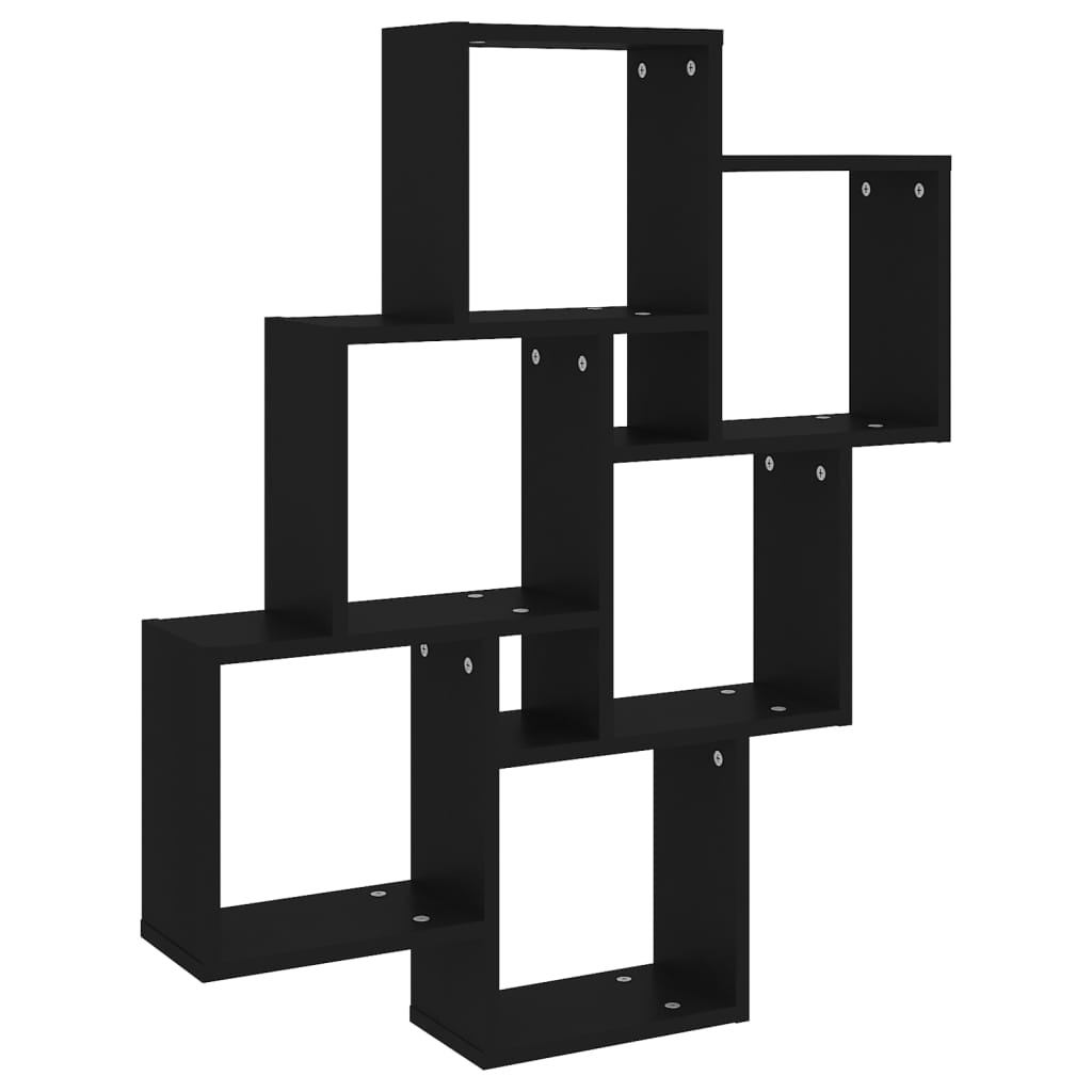 vidaXL Nástěnná obdélníková police černá 78 x 15 x 93 cm dřevotříska