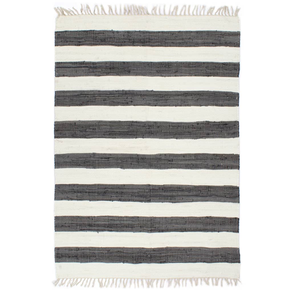 vidaXL Ručně tkaný koberec Chindi bavlna 200 x 290 cm antracitovo-bílý