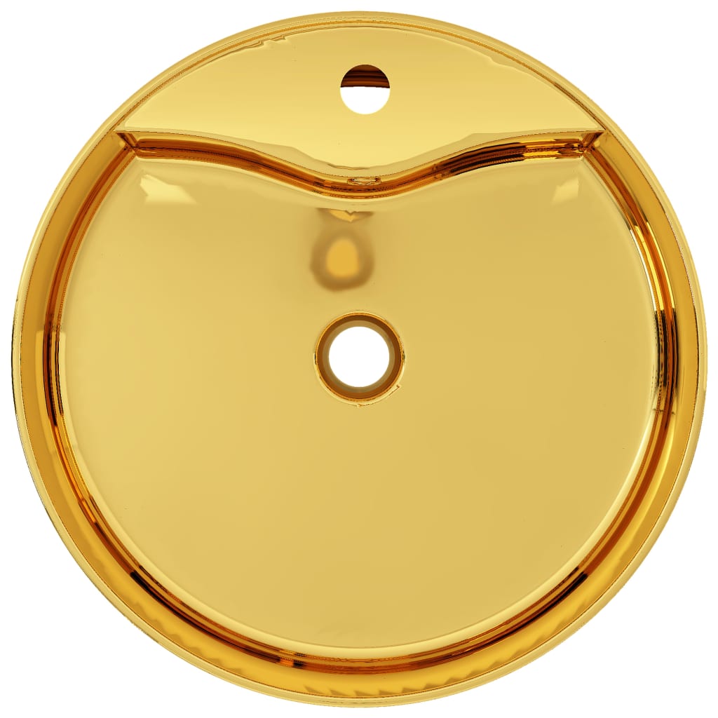 vidaXL Umyvadlo s přepadem zlaté 46,5 x 15,5 cm keramika
